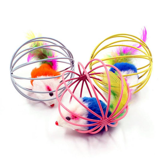 1pc Pet Cat Toy Funny Mouse In Cage Cat Interactive Toy Cat Play Toy Cat Mouse Toy Pet Supplies Pet Accessories