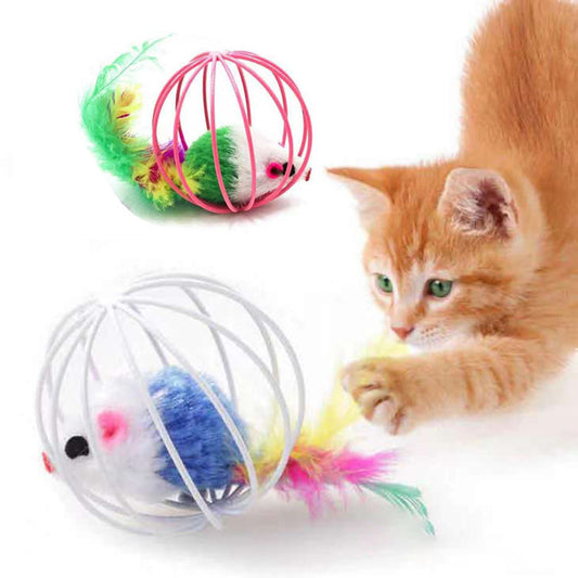 1pc Cat Toy Stick Feather Wand With Bell Mouse Cage Toys Plastic Artificial Colorful Cat Teaser Toy Pet Supplies Cat Accessories