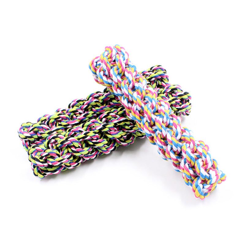 Pet Dog Toys Colorful Double Knot Toy For Small Large Dogs Dog Training Durable Chew Toys Puppy Braided Cotton Rope Molar Toy