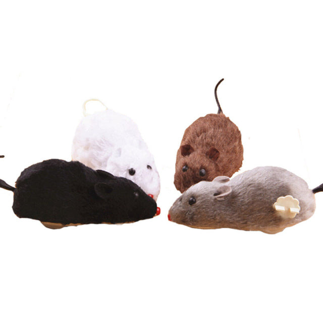 Hot Creative Funny Clockwork Spring Power Plush Mouse Toy multi color Cat Dog Playing Toy Mechanical Motion Rat Pet Accessories