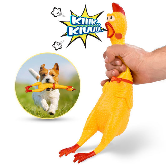 Pets Dog Toys Screaming Chicken Squeeze Sound Toy for Dogs Super Durable &amp; Funny Squeaky Yellow Rubber Chicken Dog Chew Toy