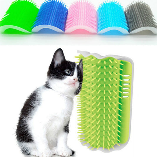 1 Pcs Cat Corner Brush For Long Hair Squeaky Face Massage Comb Comfortable Self Grooming Brush Free Hand Wall Toy For Cats