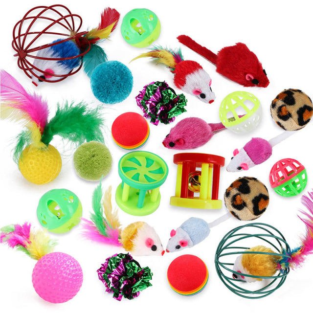 Pets Cat Toys Mouse Shape Balls Shapes Kitten Love New Pet Toy 21 Set Cat Channel Funny Cat Stick Mouse Supplies Value Bundle
