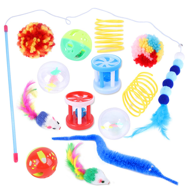 Pets Cat Toys Mouse Shape Balls Shapes Kitten Love New Pet Toy 21 Set Cat Channel Funny Cat Stick Mouse Supplies Value Bundle