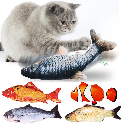 3D Dancing Fish Toy Pet Gifts Charging Cat Electric Fish Stuffed Pillow Doll Simulation Dancing Fish Playing Cat Interactive Toy