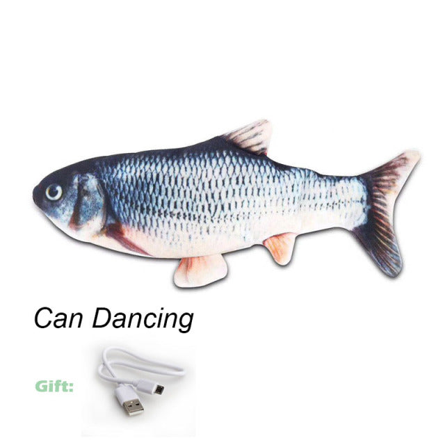 3D Dancing Fish Toy Pet Gifts Charging Cat Electric Fish Stuffed Pillow Doll Simulation Dancing Fish Playing Cat Interactive Toy