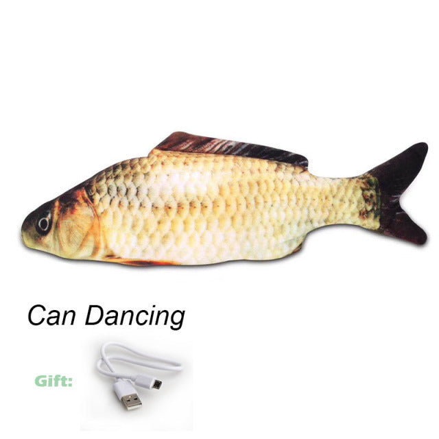 3D Dancing Fish Toy Pet Gifts Charging Cat Electric Fish Stuffed Pillow Doll Simulation Dancing Fish Playing Cat Interactive Toy