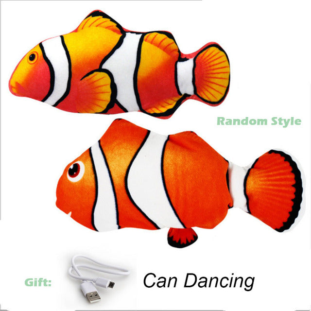 3D Dancing Fish Toy Pet Gifts Charging Cat Electric Fish Stuffed Pillow Doll Simulation Dancing Fish Playing Cat Interactive Toy
