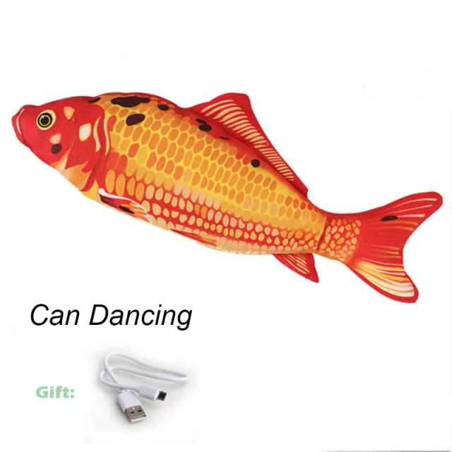 3D Dancing Fish Toy Pet Gifts Charging Cat Electric Fish Stuffed Pillow Doll Simulation Dancing Fish Playing Cat Interactive Toy