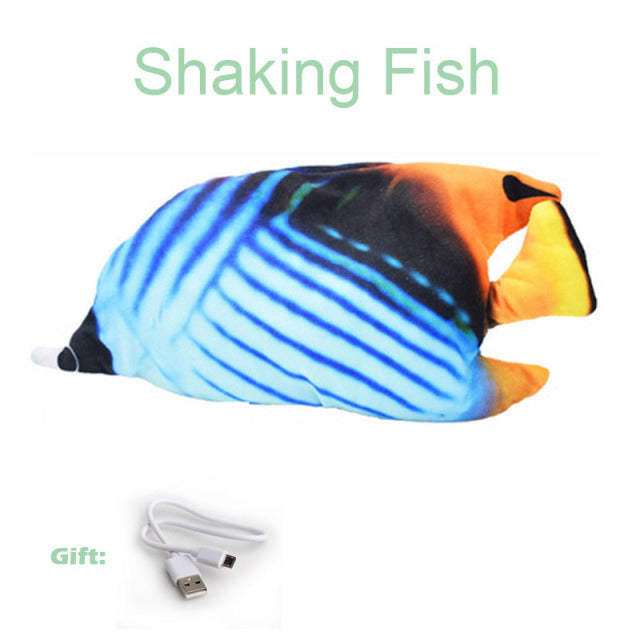 3D Dancing Fish Toy Pet Gifts Charging Cat Electric Fish Stuffed Pillow Doll Simulation Dancing Fish Playing Cat Interactive Toy