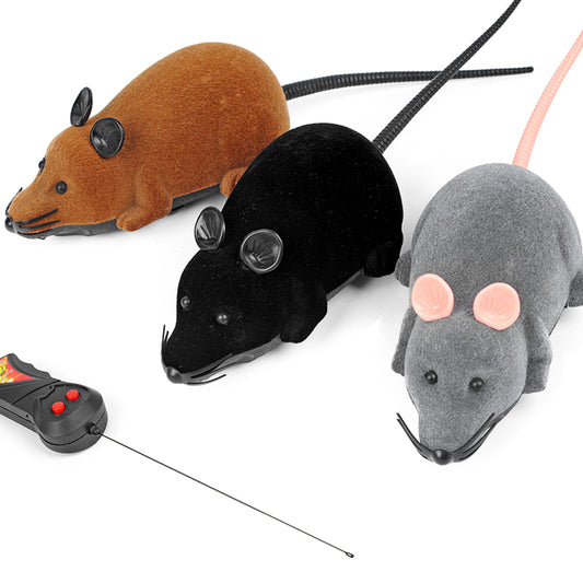 Wireless Remote Control Mouse Toy Black/Gary/Brown Electronic RC Rat Mice Animal Interactive Cat Toys