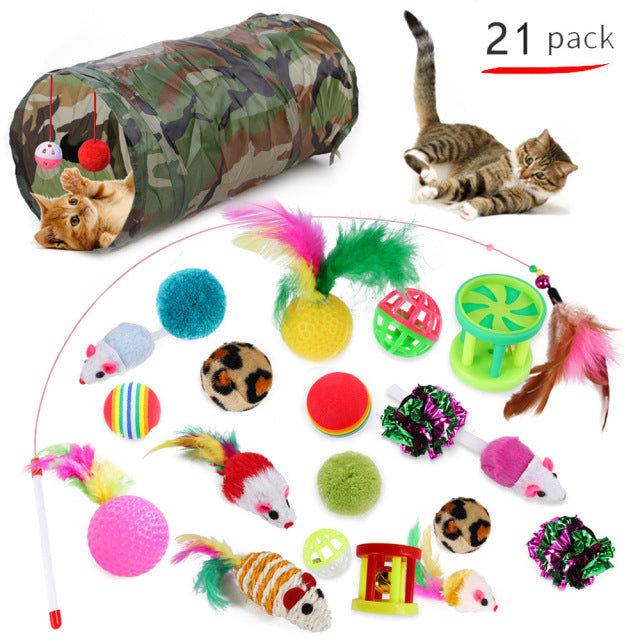 Cat Pets Toys Mouse Shape Balls Foldable Cat Kitten Play Tunnel Funny Cat Stick Mouse Supplies Simulation Fish Cat Accessories