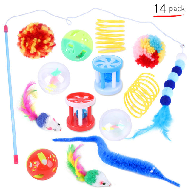 Cat Pets Toys Mouse Shape Balls Foldable Cat Kitten Play Tunnel Funny Cat Stick Mouse Supplies Simulation Fish Cat Accessories