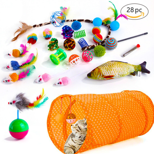 Cat Pets Toys Mouse Shape Balls Foldable Cat Kitten Play Tunnel Funny Cat Stick Mouse Supplies Simulation Fish Cat Accessories