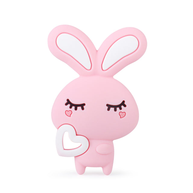 1pcs Animal Silicone Teethers BPA Free Nursing Baby Teething Toys Cartoons Heart Dog Cat Bear Dinosaur Silicone Beads DIY Chains