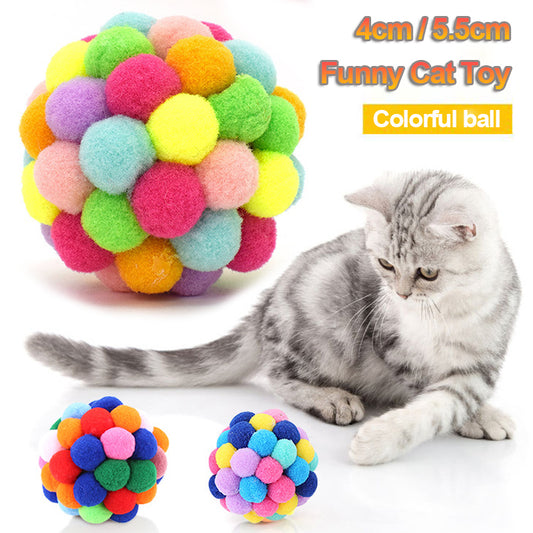 4cm/5.5cm Funny Cat Interactive Toys Fashion Creative Cute Plush Balls Faux Feather Bell Cat Chew Teeth Cleaning Toy Pet Toy
