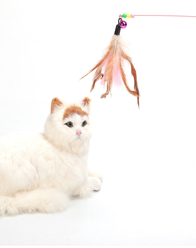 Cat Toy Funny Feather Bird With Bell Cat Stick Toy For Kitten Playing Teaser Wand Toy Cat Supplies Simulation Bird Interactive