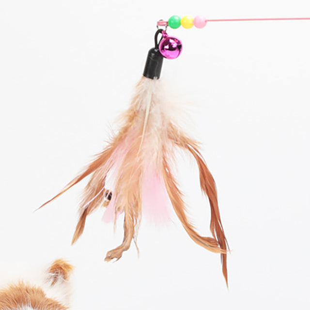 Cat Toy Funny Feather Bird With Bell Cat Stick Toy For Kitten Playing Teaser Wand Toy Cat Supplies Simulation Bird Interactive