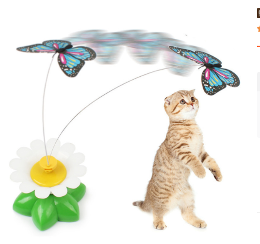 Automatic Electric Rotating Cat Toy Colorful Butterfly Bird Animal Shape Plastic Funny Pet Dog Kitten Interactive Training Toys