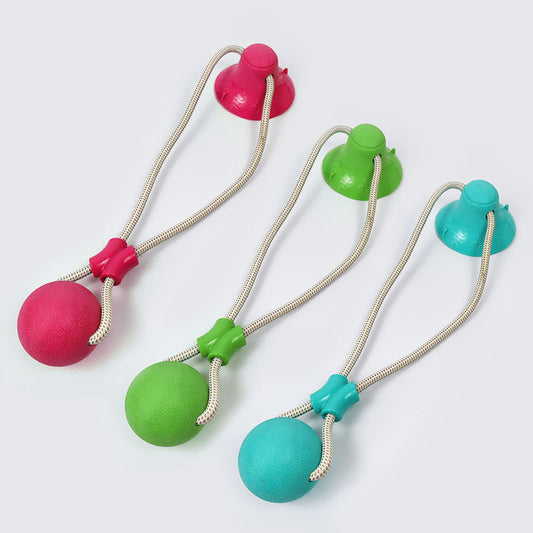 Pet Interactive Chew Pull Toy Dog Suction Cup Toy Ball  Pet Molar Bite Dog Toys For Pet Training TPR Knotted Tooth Cleaning Toy