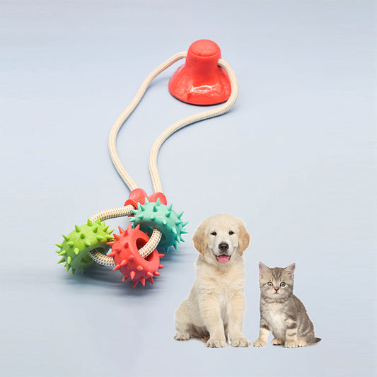Pet Suction Cup Toy Dog Interactive Chew Pull Toy Ball  Pet Molar Bite Dog Toys For Pet Training TPR Knotted Tooth Cleaning Toys