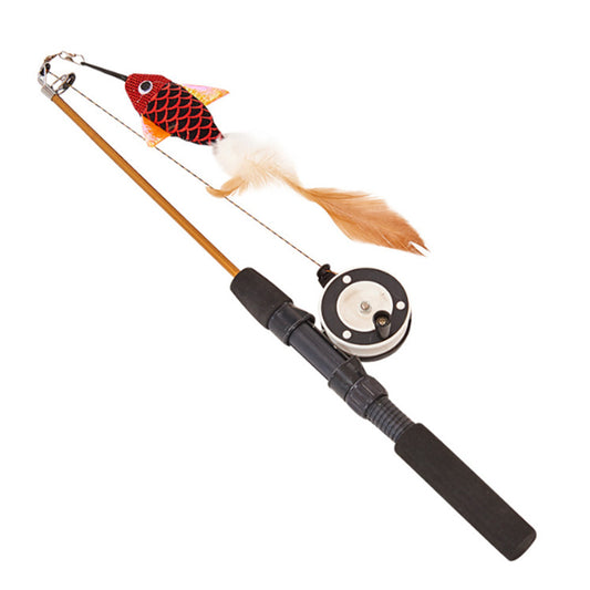Fish Shape Telescopic Feathers Cute Cat Stick Pet Toy Rods Simulation Fishing Rod Kitten Playing Toy