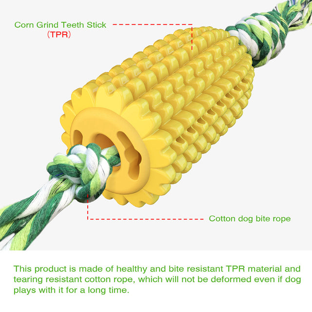 Dog Chew Toy Durable Dog Corn Toy for Dogs Indestructible Tough Rubber Pet Puppy Toy Training Cleaning Teeth with Bite Rope