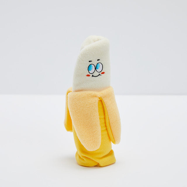 Ins Fruit Series Banana Cute Dog Squeaky Toy Food Hide Pet Chew Molar Bite Fleece Chew Ball Dogs Pet Accessories Interactive Toy