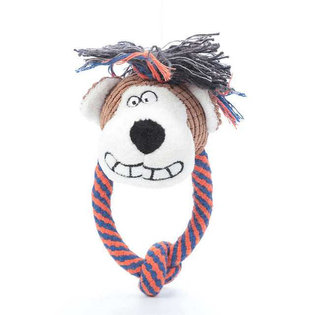 Pet Chewing Animals Toy Monkey Shaped Dog Bite Corduroy Plush Teething Toy Squeaky Rope Toy Pet Training Supplies Puppy Teething