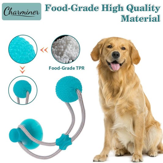 Multifunction Pet Molar Bite Dog Toys Rubber Chew Ball Cleaning Teeth Safe Elasticity TPR Soft Puppy Suction Cup Biting Dog Toy