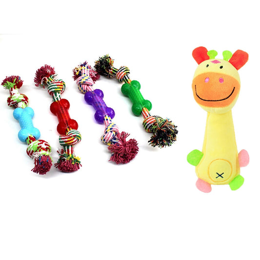 2 Pcs Funny Animal Shape Cute Pet Puppy Dog Toys Chew Toy,Yellow &amp; Random