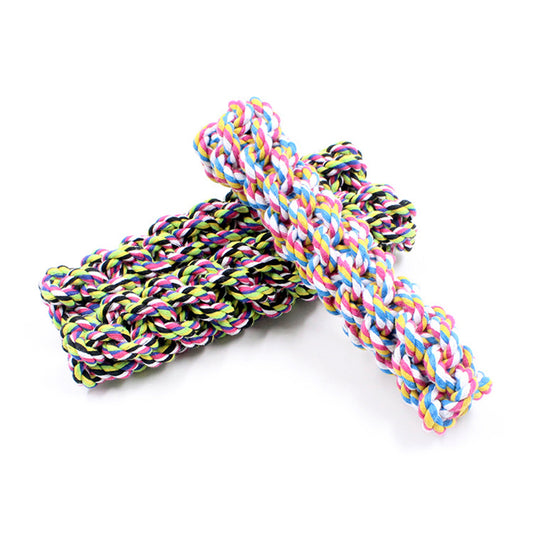 Pet Dog Toys Colorful Double Knot Toy For Small Large Dogs Dog Training Durable Chew Toys Puppy Braided Cotton Rope Molar Toy