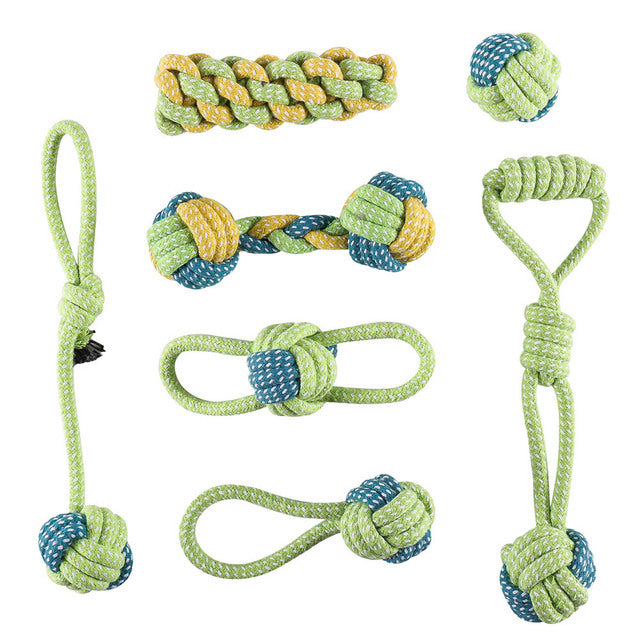 7Pcs/Set Pet Dog Chew Toys Cotton Rope Interactive Toy Outdoor Training Molar For Small Medium Large Dogs Pets Accessories