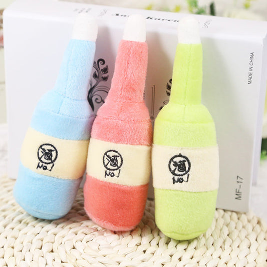 1PC Pet Dog Cat Chew Toy Puppy Cute Wine Bottle Shape Plush Sound Squeaker Pets Toys for Small Dogs Chihuahua Pet Products
